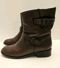 UGG Australia Fletcher Womens Leather Moto Ankle Biker Boots Brown - UK 4.5 MINT