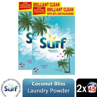 2x 45Washes Surf Konzentriertes Coconut Bliss Waschpulver 2,25kg, Gesamt 90W