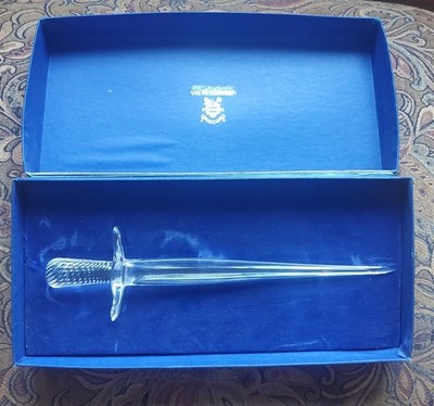 Val St. Lambert Crystal Dagger Clear Vintage Letter Opener with Box