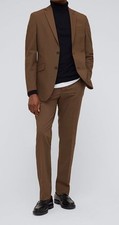 Kenneth Cole Reaction Men's Brown Flex Slim Fit Nested Full Suit Size 44L 37W