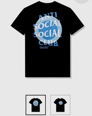 Anti Social Social Club F/A 2022 Impatient Black T-Shirt Blue Imprint Size Large