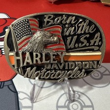 Harley Davidson Belt Buckle Born In USA 1991 Baron H404 Official Licensed