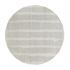 8'x8' Ivory Flat Weave with Pile Rug Undyed Natural Wool Hand Woven Round R91770