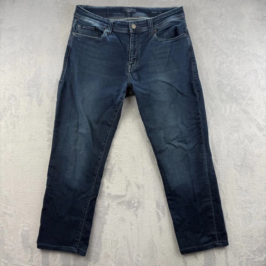 Fidelity Jeans Mens 34x30 Blue Jimmy Slim Straight Karma Stretch Denim - Image 2 of 4