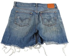 Levi VTG 501 90s Cut Off Denim Shorts Jorts Men 32 Blue Distressed Frayed Raw