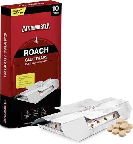 Catchmaster Cockroach Roach Traps 10PK Food-Based Lure Glue Traps - product listing photo