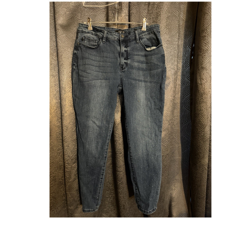 Judy Blue Straight Jeans Dark Blue Denim Regular Fit 5-Pocket Button Zip Women