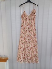 a womens pretty floral strappy maxi lined dress size 16