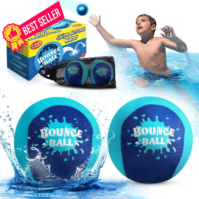 Bambilo Water Skipping Ball | 2-Pack Bounce Balls | Bouncing Beach Blue
