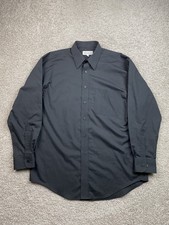 VTG YSL Yves Saint Laurent Dress Shirt Men 16 32-33 Large Black Button Up Pocket