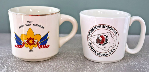 2x Vintage 1970's Boy Scouts of America Mugs Pipsico Scout Reservation BSA