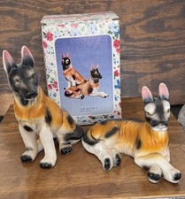 German Shepherd Dog Figurine Set- Vintage Decor NOS