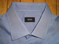 HUGO BOSS MEN'S BLUE DRESS SHIRT SIZE 17 1/2  34-35 HARDLY WORN 
