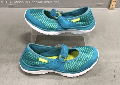 Easy Spirit e360 Esmariel Blue Teal Woven Mary Jane Walking Shoes Size 6
