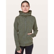 Lululemon Scuba Hoodie Light Cotton Fleece Heathered Camo Green W4AWNS Size 8