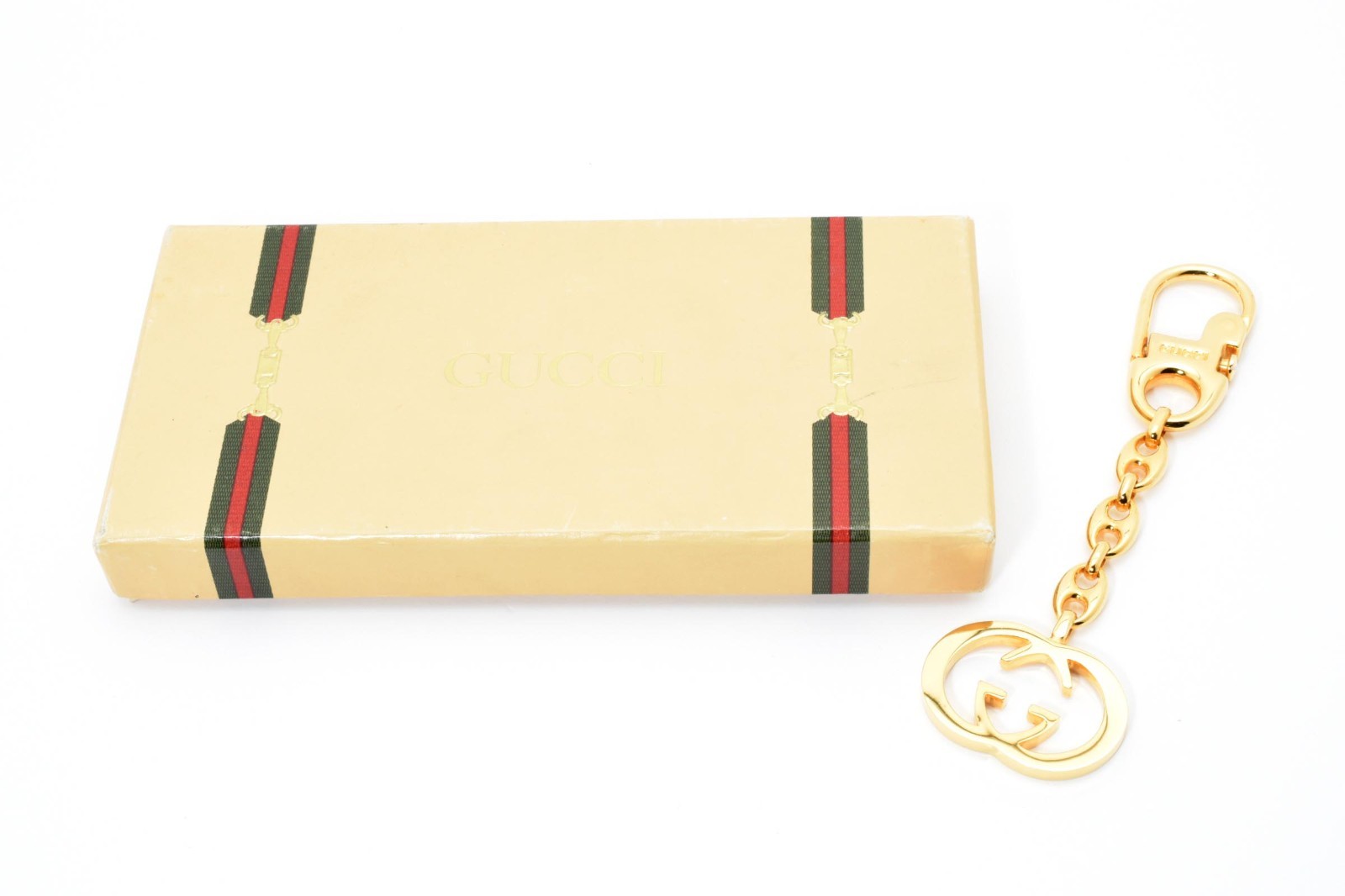 GUCCI Key ring chain Interlocking Gold Marina Cha… - image 2