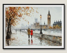 Autumn by the Thames - Chart Counted Cross Stitch Patterns Needlework DMC Color