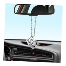 Bling Diamond Cube Car Rear View Mirror Charms, Crystal Sun Catcher White