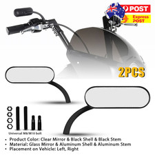 Black Motorcycle Mirrors Mini Oval Universal M8 M10 Fit Harley Honda Kawasaki