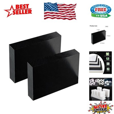 2 PCS Black HDPE Plastic Blocks, 1'' Thick, Great for Machining & DIY Projects