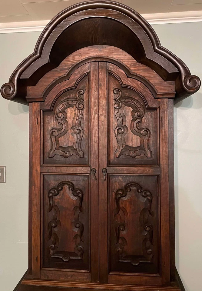 Wardrobe/Armoire, 2 Door, 3 Drawer, Solid Wood, Carved, 2 PC Antique, Vintage - Image 2 of 4