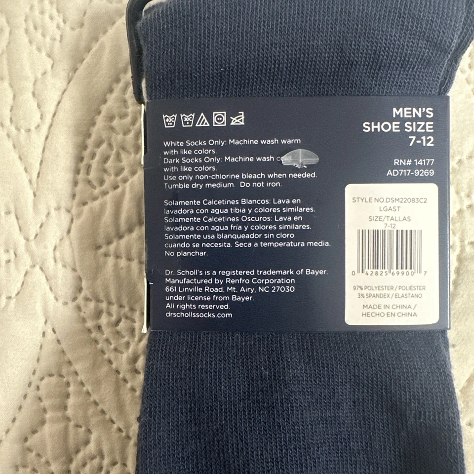 Dr. Scholls  Mens Ultra Comfort Premium Microfiber 2 Pair Crew Sock        NiP - Image 3 of 3