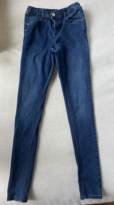 name it Mädchen Skinny Jeans Denim Blau Gr. 164 Knopfverschluss ohne Muster