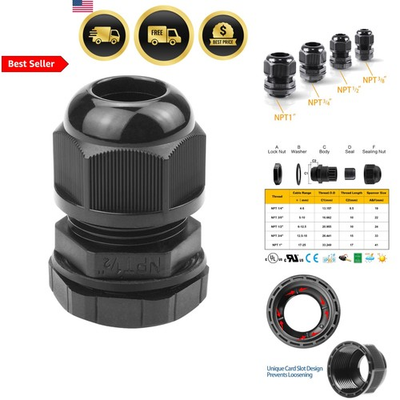 #ad #ad Waterproof Cable Glands Nylon Cord Grip Waterproof NPT Cable Glands Black 10pcs $19.94