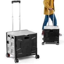CleverMade 55L Collapsible Wheeled Crate with Lid for Easy Storage and Transport