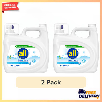 2 Pack All Free Clear Unscented Liquid Laundry Detergent 118 oz 188 Total Loads