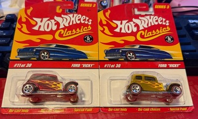 Hot Wheels Classics Series 3 - 2 Ford ''Vicky'' Cars - 1 Red & 1 Gold - see inside
