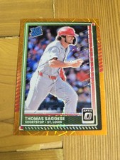 2025 Donruss Optic Orange Velocity #30 Thomas Saggese - Cardinals