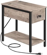 HOOBRO Side Table with Charging Station End Table Nightstand 18.9” x 11.8” x 24”