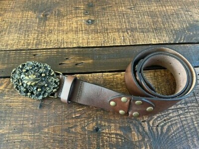 Gorgeous Brown Vintage Leather Belt size Small Vintage 80s Brown Leather Belt for Women 80 Cm/ 31.5  main image 4
