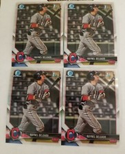 4 2018 Bowman Chrome Refractor RAYNEL DELGADO card lot CLEVELAND INDIANS #176