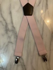 Pink Unisex Suspenders One Size Adjustable Clip On Style Stretch
