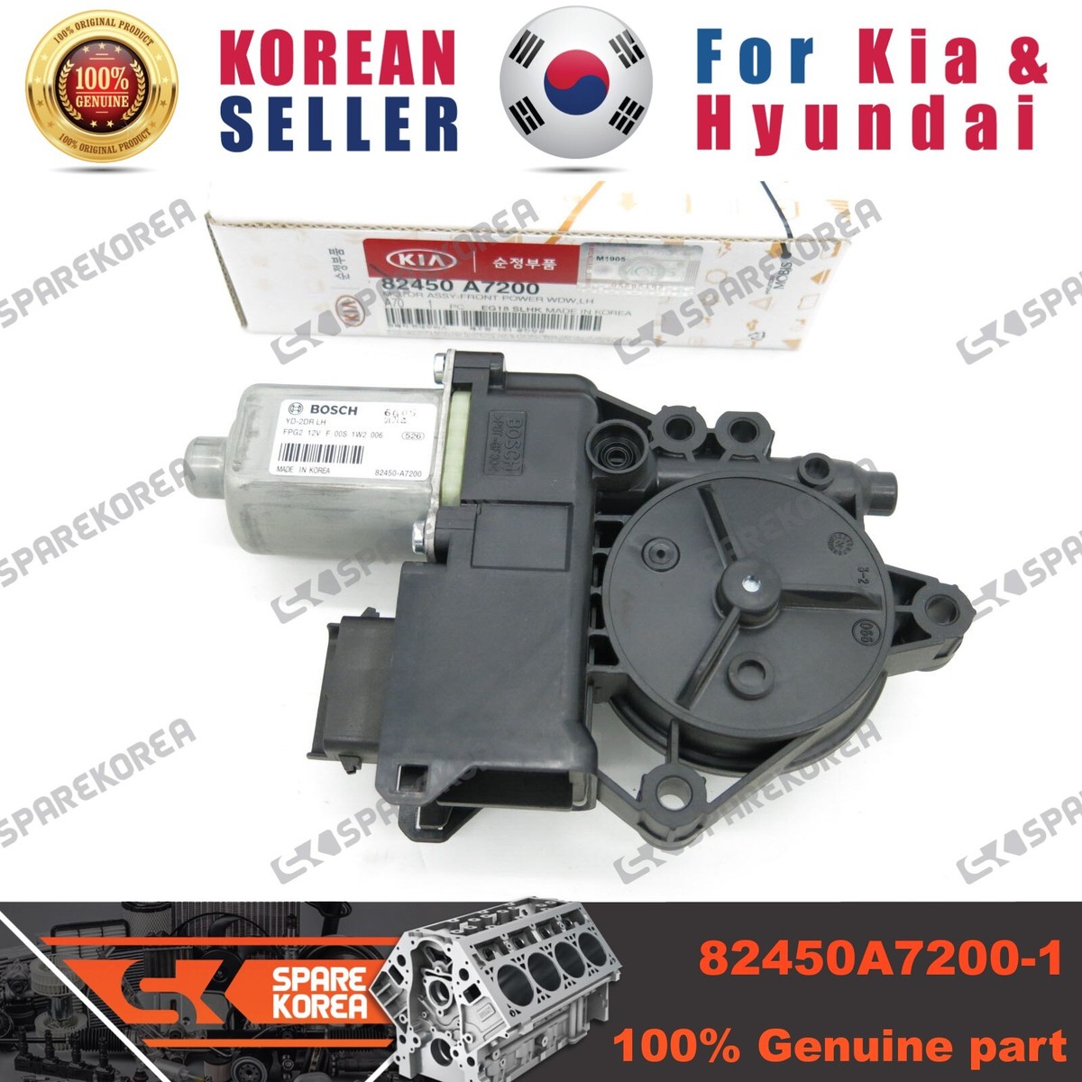 Genuine/OEM 82450A7200 MOTOR ASSY-FR P/WDW.LH for Kia Forte New 