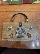 Vtg Enid Collins Original Box Bag Mini-fleurs Collins Of Texas Mirror Inside