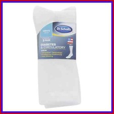 MENS DR. SCHOLLS DIABETES CIRCULATORY TempRITE WHITE CREW SOCKS 7-12 TWO PAIR