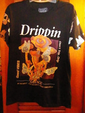 Drippin. Don't Trip, Drip Large T shirt gently used mushroom butterflies print