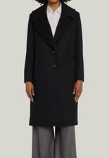 $1855 Cinzia Rocca Women's Black Two-button Wool Top Coat Size It 46 / Us 10