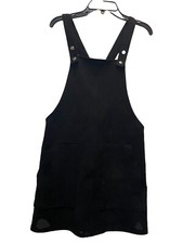 Forever 21 Overall Mini Dress W/G Size S black Front Pockets Cross Back Straps
