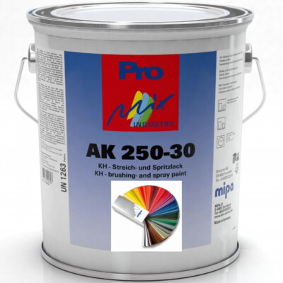 0,5 kg 1K KH Kunstharz Lack Mipa AK 250-30, RAL Farben, seidenmatt. Industrie.