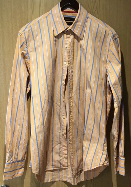 Zara Mans Shirt Size M Orange Blue Stripes 100 Cotton Todaroshairdressing Co Uk