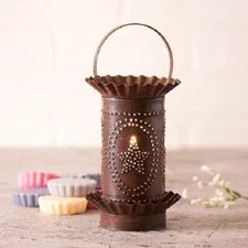 SCENTED WAX WARMER Handmade tart Burner PUNCHED TIN Country BARN STAR Light Art