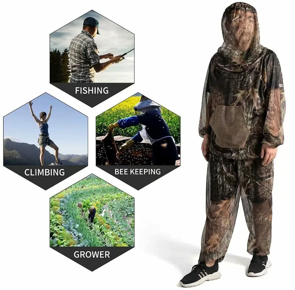 Mosquito Suit Mesh Anti Bug Jacket Clothing Net Yarn Mitts Pants Gloves Suits - Image 4 of 4