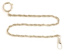 1 POCKET WATCH CHAINS STAINLESS silver tone CLASP RING CLIP NEW