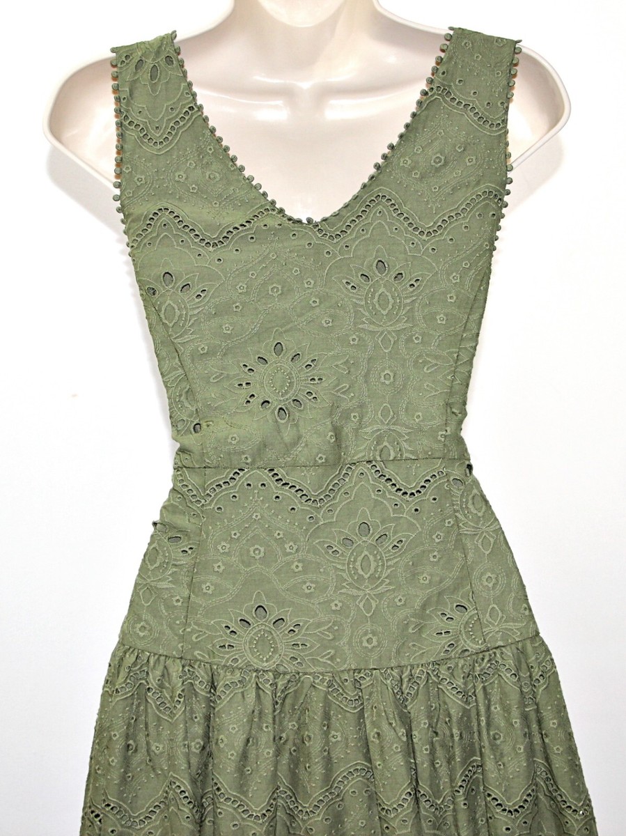 HOUSE OF HARLOW 1960 Faux Button Front Cotton Eyelet Dress in Olive Green sz 6 | eBay HOUSE OF HARLOW 1960 Faux Button Front Cotton Eyelet Dress in Olive Green sz 6 | eBay