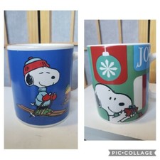 Set Of 2 NEW Peanuts Snoopy Christmas Holiday Mug 3.5"X3"
