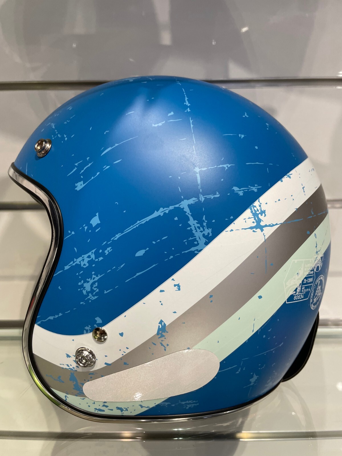 Casque Vespa Heritage Azzurro S 55-56 cm aux finitions haut de gamme premium